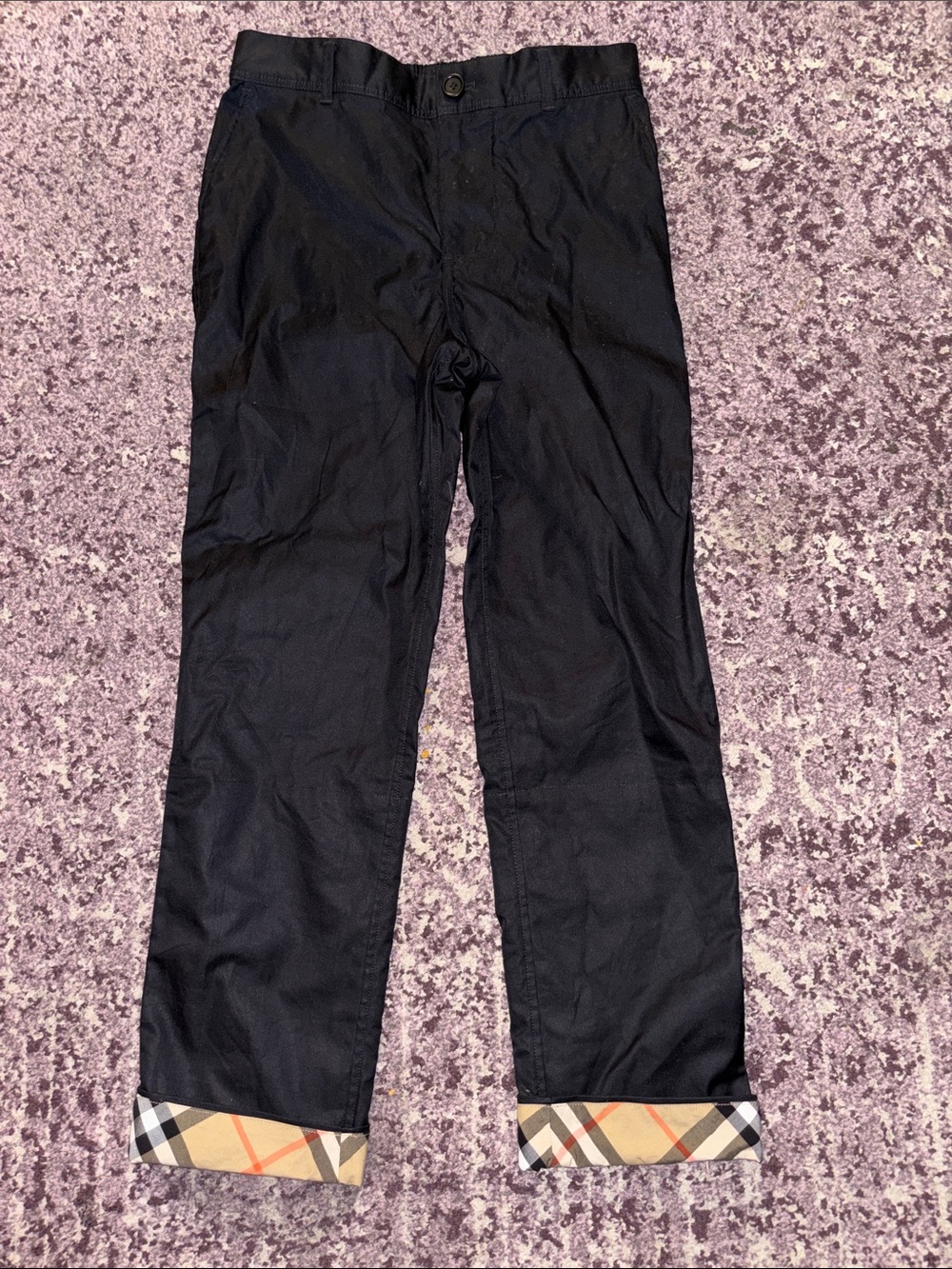 Burberry Black Kids' Chinos with Signature Check Cuff